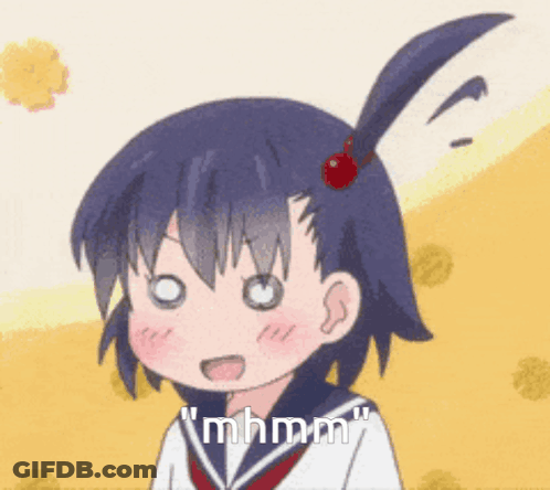 Cartoon Girl With Cherry Says Mhmm GIF