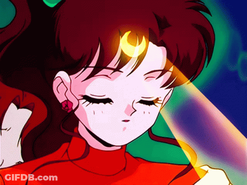 Cartoon Girl With Crescent Moon On Head GIF