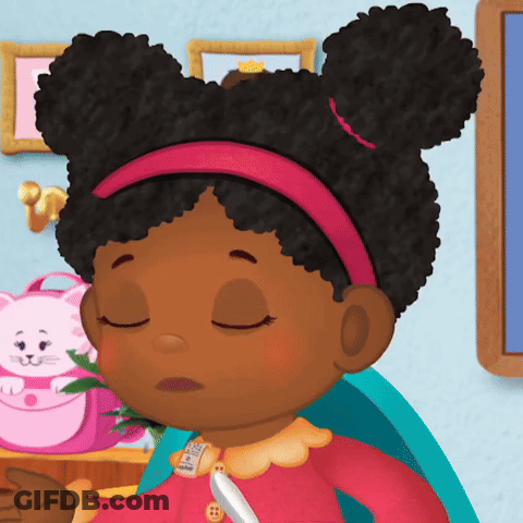 Cartoon Girl With Eyes Closed Wearing Crown Headband GIF