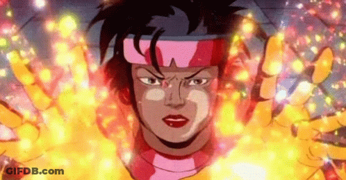 Cartoon Girl With Fire Hands GIF