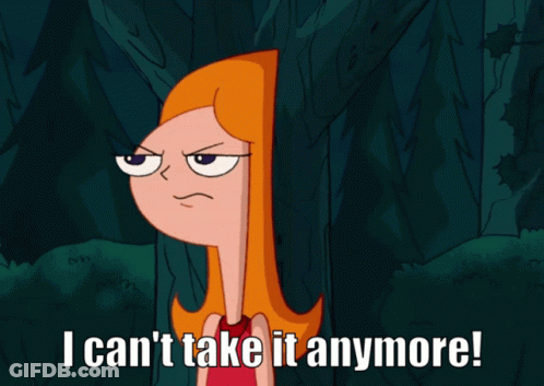 Cartoon Girl With Fist In Air Saying I Can't Take It Anymore GIF