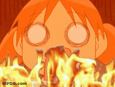 Cartoon Girl With Flames In Front Of Eyes GIF