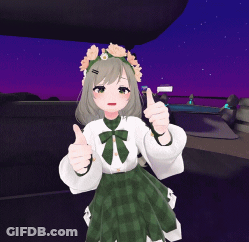 Cartoon Girl With Flower Crown Thumbs Up GIF