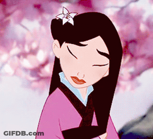 Cartoon Girl With Flower In Hair Eyes Closed GIF