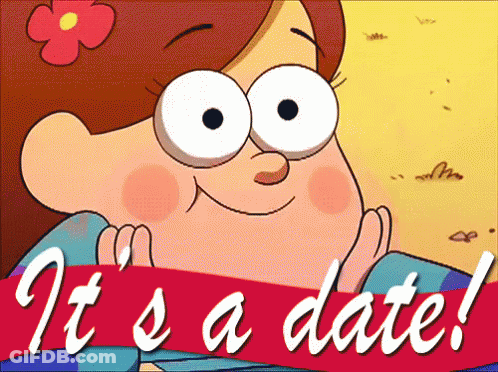 Cartoon Girl With Flower Saying It's A Date GIF