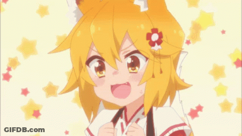 Cartoon Girl With Fox Tail And Ears GIF