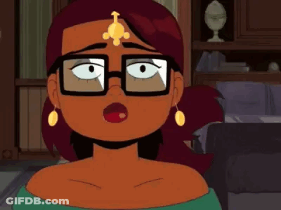 Cartoon Girl With Glasses And Earrings Surprised GIF