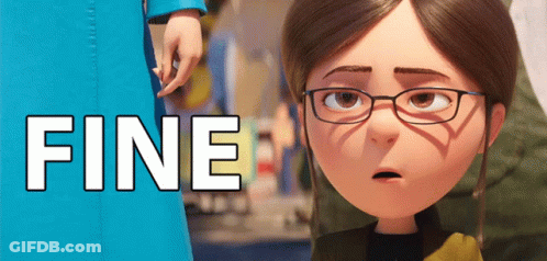 Cartoon Girl With Glasses And Fine Text GIF