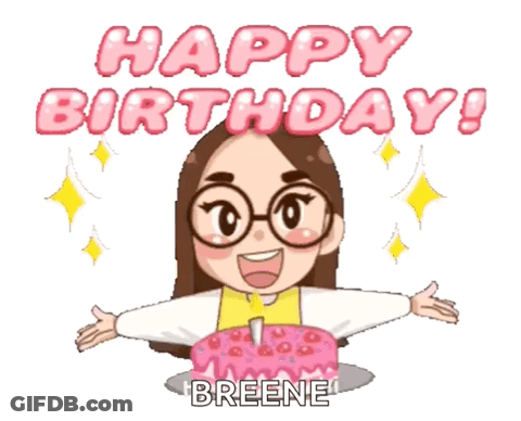 Cartoon Girl With Glasses Holding Birthday Cake GIF