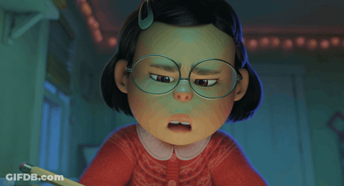 Cartoon Girl With Glasses Holding Notebook And Pencil GIF