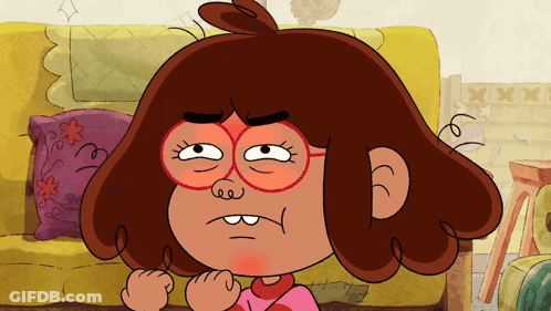 Cartoon Girl With Glasses Making A Face GIF