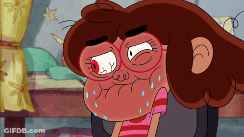 Cartoon Girl With Glasses Making Funny Face GIF