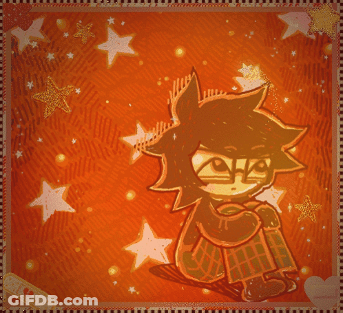 Cartoon Girl With Glasses On Red Background GIF