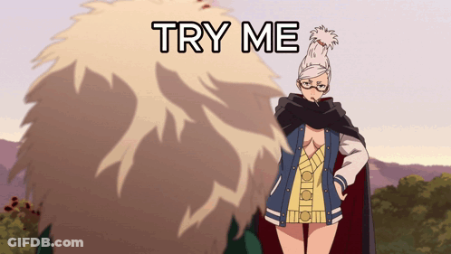 Cartoon Girl With Glasses Saying Try Me GIF