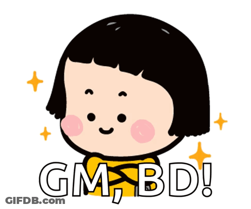 Cartoon Girl With GM BD GIF