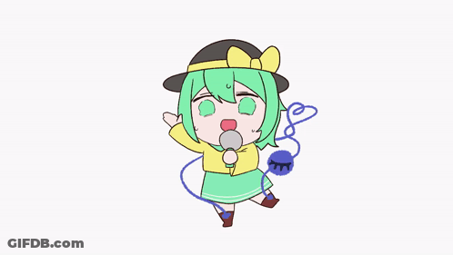 Cartoon Girl With Green Hair And Black Hat GIF