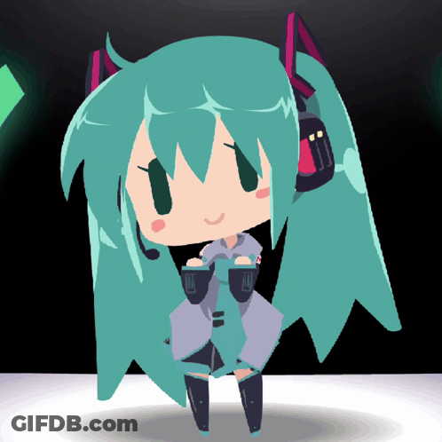 Cartoon Girl With Green Hair And Headphones GIF