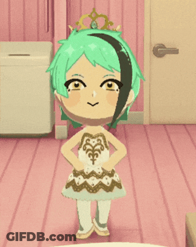 Cartoon Girl With Green Hair And Tiara GIF