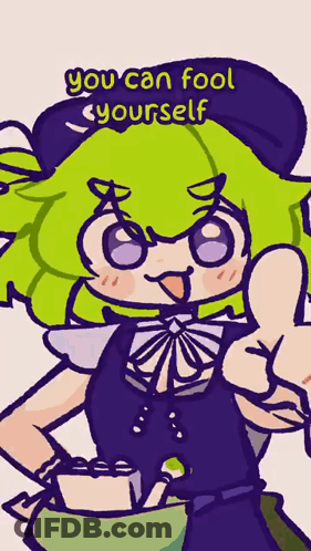 Cartoon Girl With Green Hair Thumbs Up Saying You Can Fool Yourself GIF