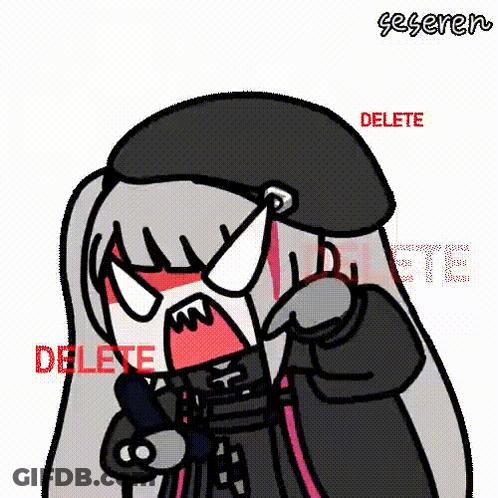 Cartoon Girl With Gun And Delete GIF