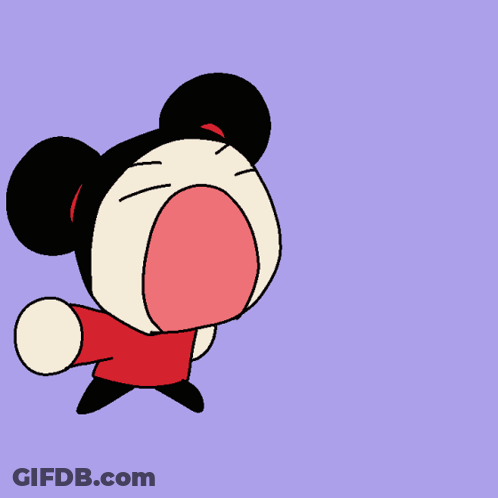 Cartoon Girl With Hamburger And Apple GIF