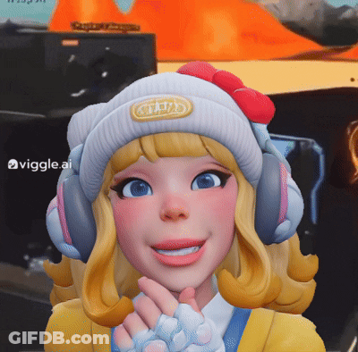 Cartoon Girl With Headphones And Stvd Hat GIF
