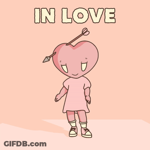 Cartoon Girl With Heart On Head In Love GIF