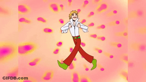 Cartoon Girl With Hearts On Chest And Choker GIF