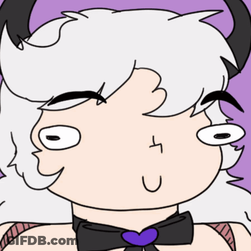 Cartoon Girl With Horns And Bow Tie Making Funny Face GIF