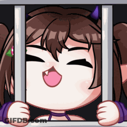 Cartoon Girl With Horns Behind Bars Eyes Closed GIF
