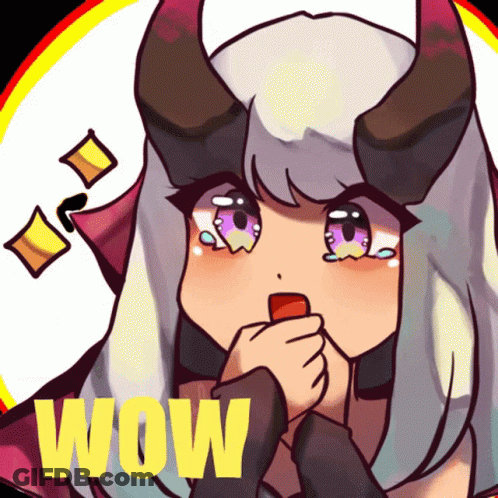 Cartoon Girl With Horns Saying Wow GIF