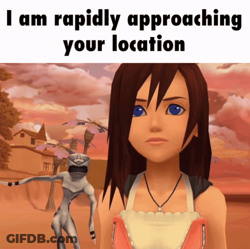 Cartoon Girl With I Am Rapidly Approaching Your Location GIF