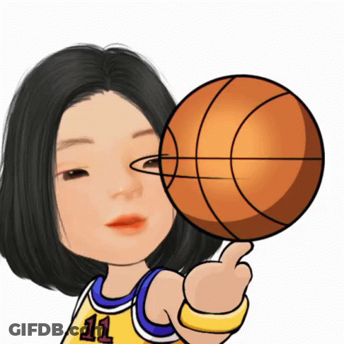 Cartoon Girl With Jersey Number 11 Holding Basketball GIF