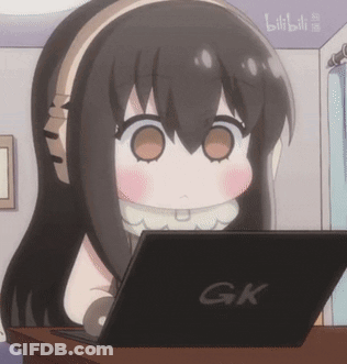 Cartoon Girl With Laptop Saying GK GIF