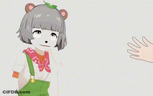 Cartoon Girl With Leaf On Head 待って待って待って GIF