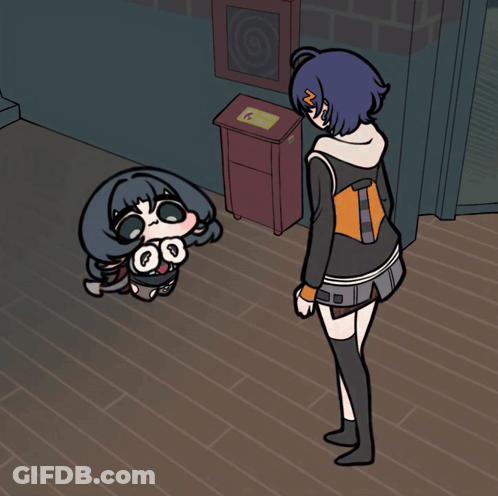 Cartoon Girl With Letter N On Hair GIF