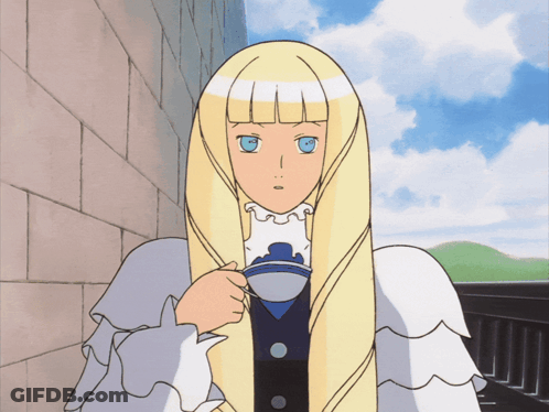 Cartoon Girl With Long Blonde Hair And Blue Eyes GIF
