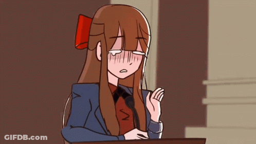 Cartoon Girl With Long Brown Hair And Red Bow GIF