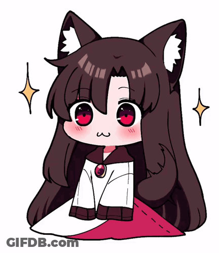 Cartoon Girl With Long Hair And Cat Ears GIF