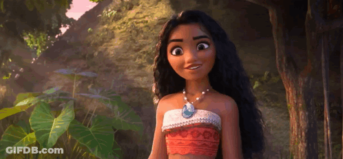 Cartoon Girl With Long Hair And Necklace Beside Tree GIF