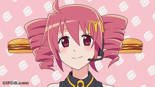Cartoon Girl With McDonald's Logo On Head GIF