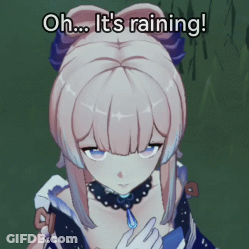 Cartoon Girl With Necklace Saying Oh It's Raining GIF