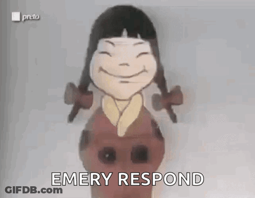 Cartoon Girl With Pigtails Saying Emery Respond GIF
