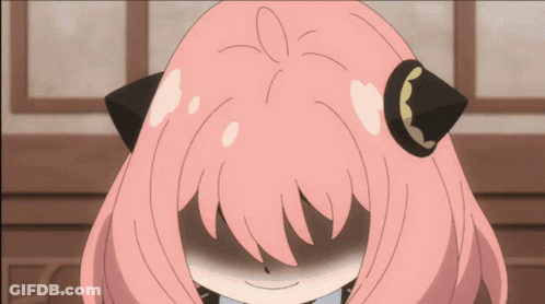 Cartoon Girl With Pink Hair And Black Ears Smiling GIF