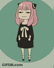 Cartoon Girl With Pink Hair And Bow GIF