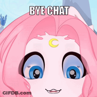 Cartoon Girl With Pink Hair And Crescent Moon Bye Chat GIF