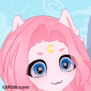Cartoon Girl With Pink Hair And Crescent Moon GIF