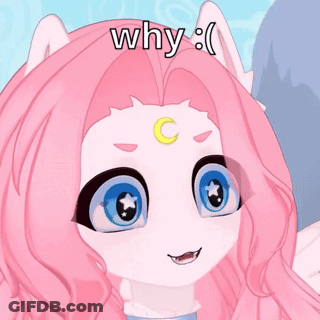 Cartoon Girl With Pink Hair And Crescent Moon On Forehead Asking Why GIF