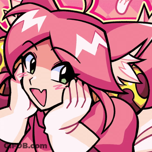 Cartoon Girl With Pink Hair And Crown GIF