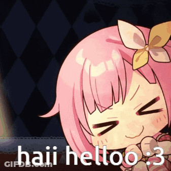 Cartoon Girl With Pink Hair And Flower Says Haii Helloo 3 GIF